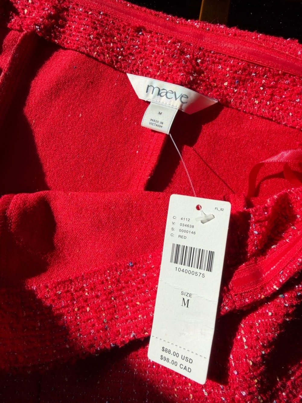 Maeve Red Beaded Strapless Sweetheart Top - Picture 4 of 4